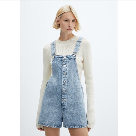 MANGO Denim button down dungarees - Picture 3 of 9